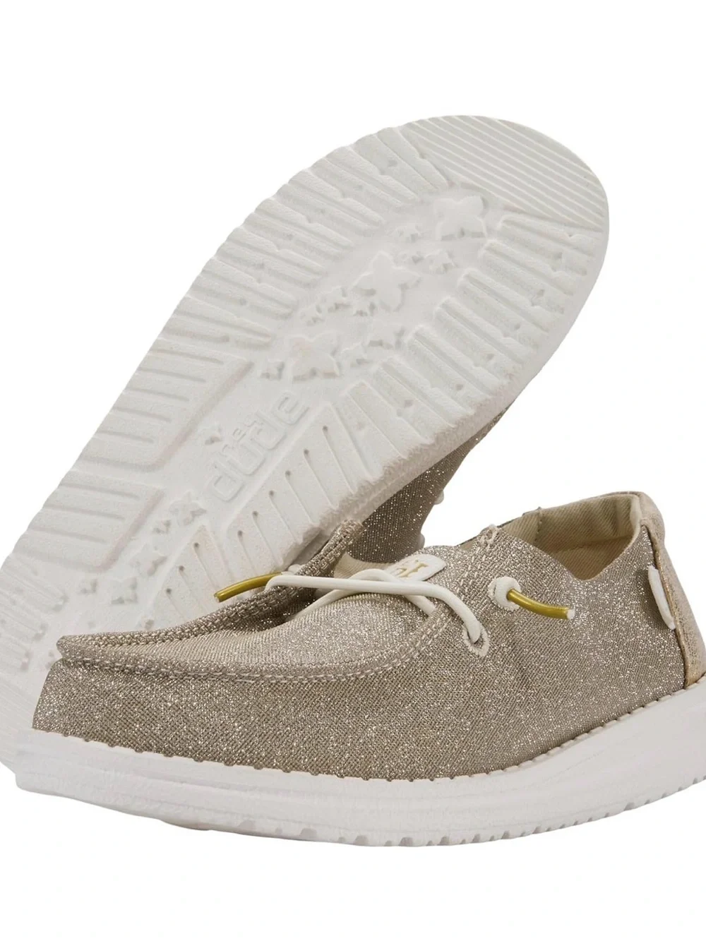 HEYDUDE Girls Wendy Metallic Sparkle Gold Glitter J2 NEW